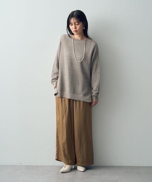 Editt by YECCA VECCA（エディットバイイェッカヴェッカ）の「ラメ混メッシュ編みニット（ニット/セーター・レディース・ブラック/グレイッシュベージュ/チャコールグレー・FREE）」の19枚目の写真