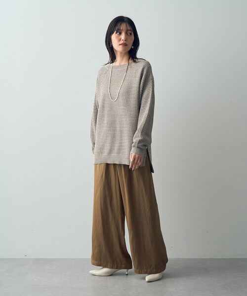 Editt by YECCA VECCA（エディットバイイェッカヴェッカ）の「ラメ混メッシュ編みニット（ニット/セーター・レディース・ブラック/グレイッシュベージュ/チャコールグレー・FREE）」の20枚目の写真