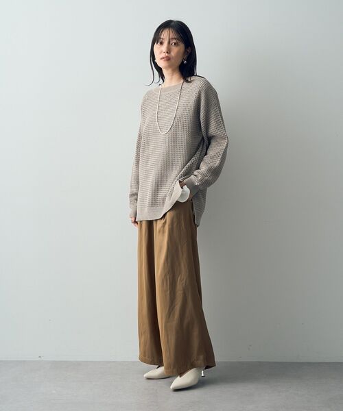 Editt by YECCA VECCA（エディットバイイェッカヴェッカ）の「ラメ混メッシュ編みニット（ニット/セーター・レディース・ブラック/グレイッシュベージュ/チャコールグレー・FREE）」の21枚目の写真