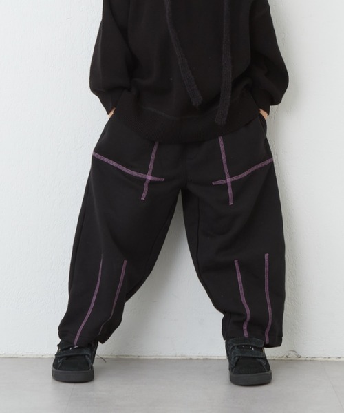 CIAOPANIC TYPY（チャオパニックティピー）の「【KIDS】配色ステッチスウェットパンツ（スウェットパンツ・キッズ・グレー/グリーン/ブラック・SMALL/MEDIUM/LARGE/X-LARGE/XX-LARGE）」の2枚目の写真