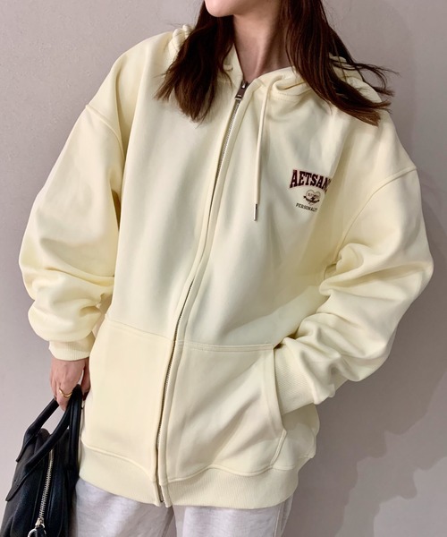 SHEPP（シープ）の「ワンポイントロゴ ジップ フーディー（パーカー・レディース・アイボリー/ブラック/ネイビー・M/XL/L）」の14枚目の写真