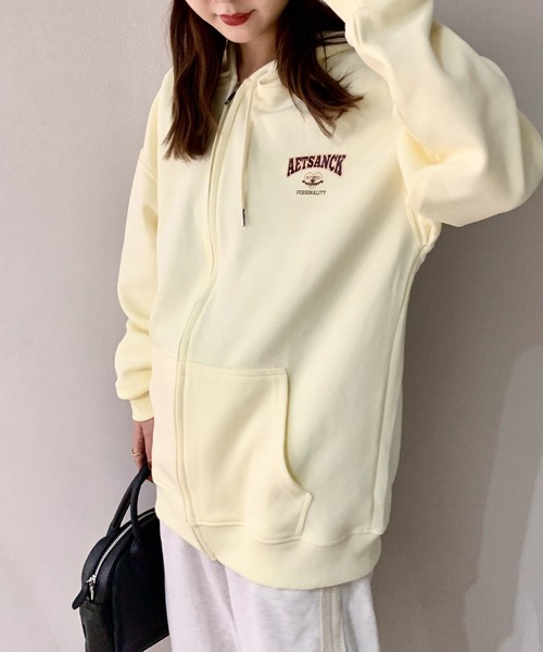 SHEPP（シープ）の「ワンポイントロゴ ジップ フーディー（パーカー・レディース・アイボリー/ブラック/ネイビー・M/XL/L）」の15枚目の写真