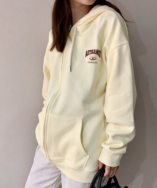 SHEPP（シープ）の「ワンポイントロゴ ジップ フーディー（パーカー・レディース・アイボリー/ブラック/ネイビー・M/XL/L）」の16枚目の写真