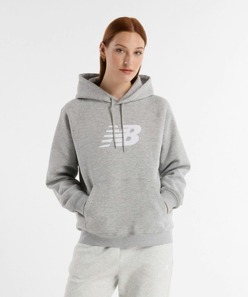 NEW BALANCE(ニューバランス)の「ニューバランス New Balance Sport フリースロゴフーディ_(裏起毛)(パーカー・レディース・ライトグレー/ネイビー/ブラック・S/M/L/XL)」の1枚目の写真