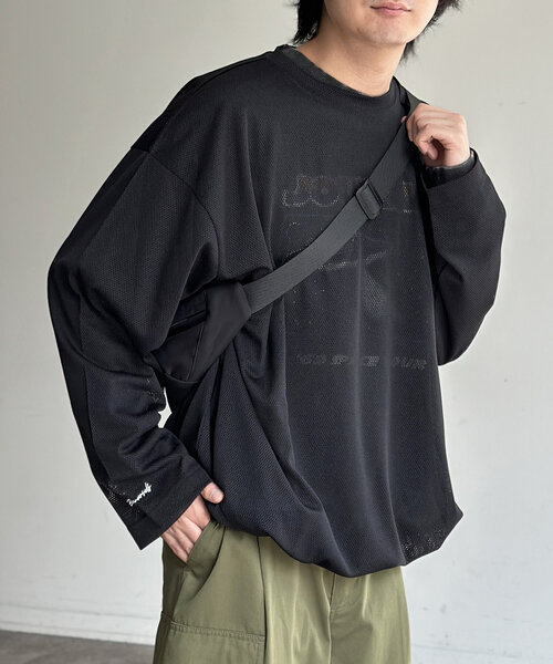 CPCM（シーピーシーエム）の「メッシュスピンドルロンT（Tシャツ/カットソー・レディース・ブラック/ネイビー・LARGE/MEDIUM/SMALL）」の6枚目の写真