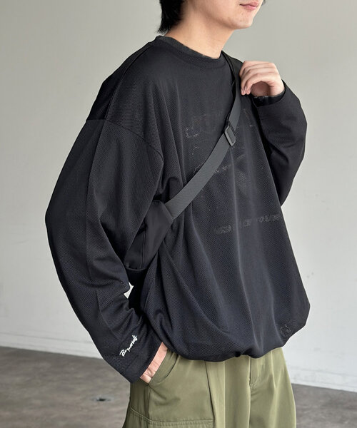 CPCM（シーピーシーエム）の「メッシュスピンドルロンT（Tシャツ/カットソー・レディース・ブラック/ネイビー・LARGE/MEDIUM/SMALL）」の7枚目の写真