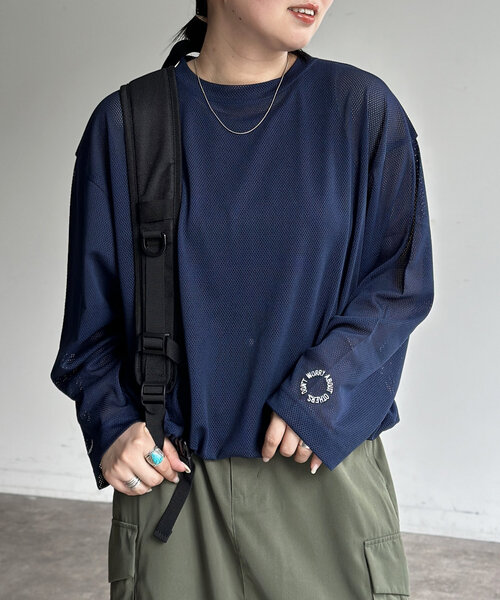 CPCM（シーピーシーエム）の「メッシュスピンドルロンT（Tシャツ/カットソー・レディース・ブラック/ネイビー・LARGE/MEDIUM/SMALL）」の11枚目の写真