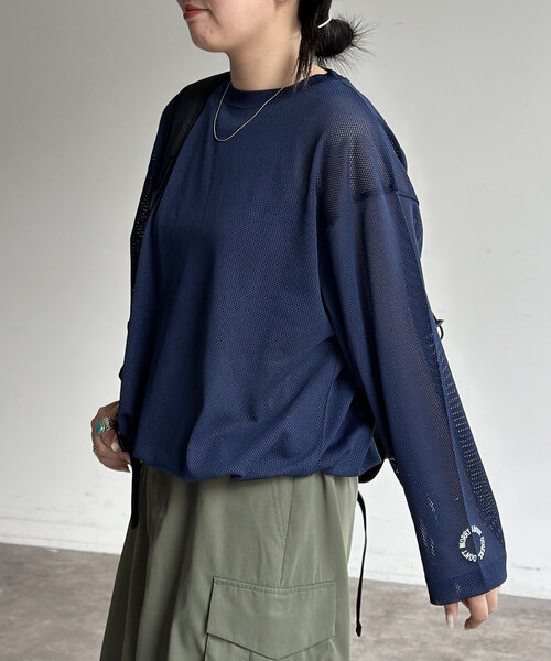 CPCM（シーピーシーエム）の「メッシュスピンドルロンT（Tシャツ/カットソー・レディース・ブラック/ネイビー・LARGE/MEDIUM/SMALL）」の12枚目の写真