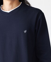 【WEB限定】SHIPS: ワンポイントロゴ ミラノリブ フェイクレイヤード ロングスリーブTシャツ
