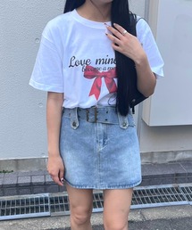 レッドリボンプリント半袖Tシャツ