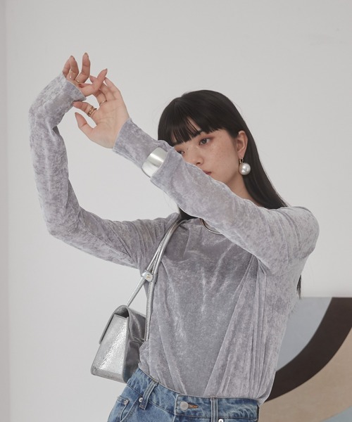 セール】シアー ベロア トップス（Tシャツ/カットソー）｜ANGIE