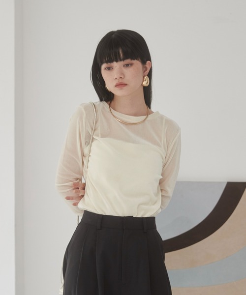 セール】シアー ベロア トップス（Tシャツ/カットソー）｜ANGIE