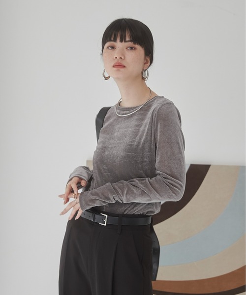 セール】シアー ベロア トップス（Tシャツ/カットソー）｜ANGIE