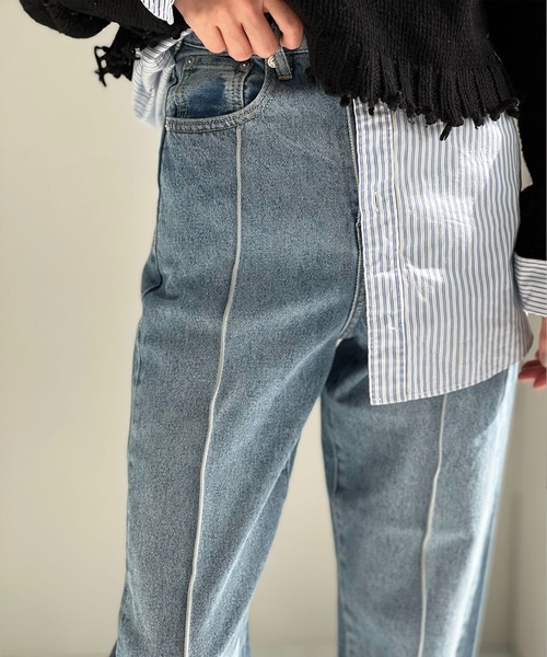 chuclla（チュクラ）の「加工デニムパンツ（デニムパンツ・レディース・ブルー・L）」の9枚目の写真