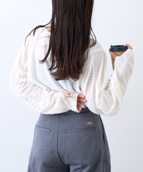 CIAOPANIC TYPY(チャオパニックティピー)の「起毛レースシャーリングトップス(Tシャツ/カットソー・レディース・ベージュ/ブラック/オフホワイト・ONE SIZE)」の6枚目の写真