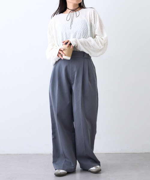 CIAOPANIC TYPY(チャオパニックティピー)の「起毛レースシャーリングトップス(Tシャツ/カットソー・レディース・ベージュ/ブラック/オフホワイト・ONE SIZE)」の8枚目の写真