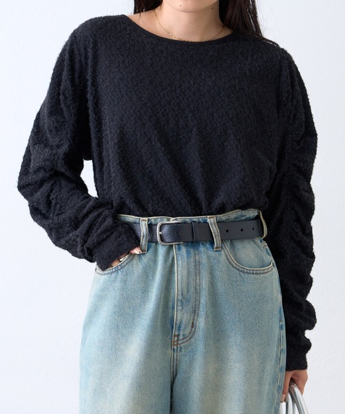CIAOPANIC TYPY(チャオパニックティピー)の「起毛レースシャーリングトップス(Tシャツ/カットソー・レディース・ベージュ/ブラック/オフホワイト・ONE SIZE)」の12枚目の写真