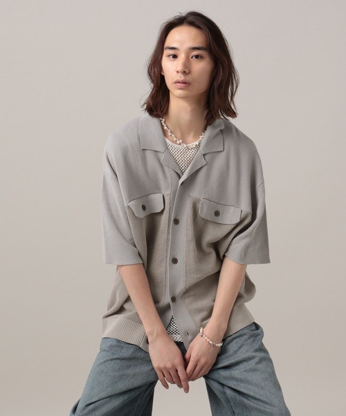ニット/セーター Treat college shirts knit セール】【TASTE by Knit】Switching knit shirt（ニット/セーター