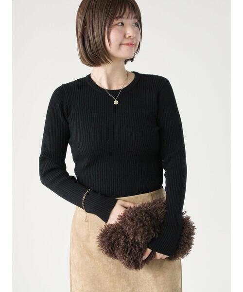 Lugnoncure（ルノンキュール）の「もちもちリブクルーネックニット（ニット/セーター・レディース・オフホワイト/ブラック/ホワイト・F）」の3枚目の写真