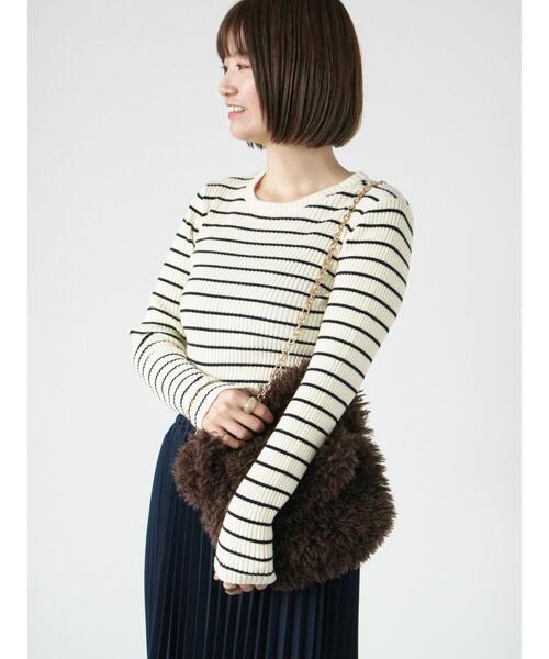 Lugnoncure（ルノンキュール）の「もちもちリブクルーネックニット（ニット/セーター・レディース・オフホワイト/ブラック/ホワイト・F）」の7枚目の写真