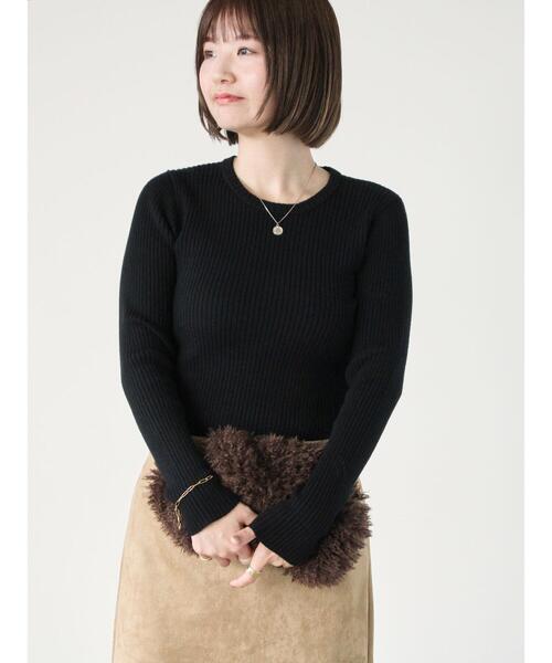 Lugnoncure（ルノンキュール）の「もちもちリブクルーネックニット（ニット/セーター・レディース・オフホワイト/ブラック/ホワイト・F）」の10枚目の写真