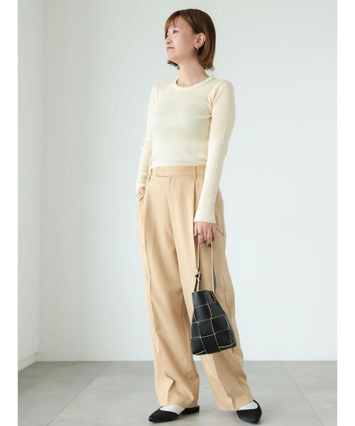 Lugnoncure（ルノンキュール）の「もちもちリブクルーネックニット（ニット/セーター・レディース・オフホワイト/ブラック/ホワイト・F）」の12枚目の写真