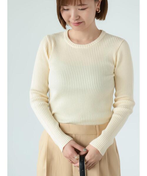 Lugnoncure（ルノンキュール）の「もちもちリブクルーネックニット（ニット/セーター・レディース・オフホワイト/ブラック/ホワイト・F）」の13枚目の写真