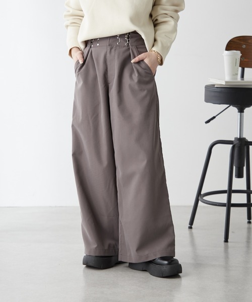NUNIFE（ユニフィー）の「【UNISEX】ホック付パンツ（その他パンツ・レディース・スミクロ/ベージュ/グレー・FREE）」の3枚目の写真