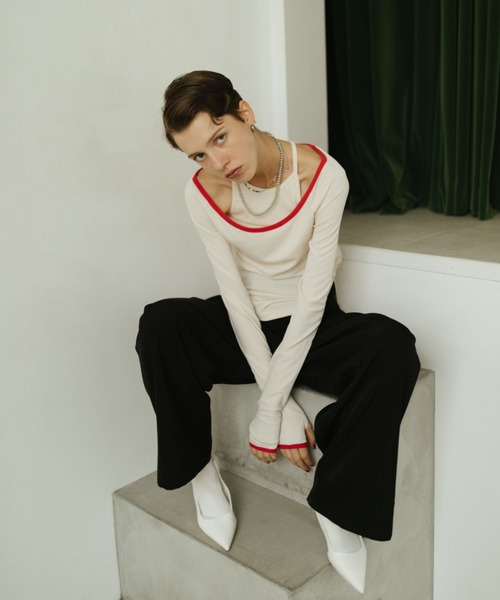 HANNE（アン）の「コントラストトリムロングスリーブTEE（Tシャツ/カットソー・レディース・アイボリー/ネイビー・FREE）」の11枚目の写真