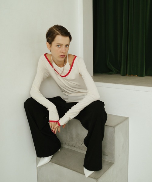 HANNE（アン）の「コントラストトリムロングスリーブTEE（Tシャツ/カットソー・レディース・アイボリー/ネイビー・FREE）」の12枚目の写真