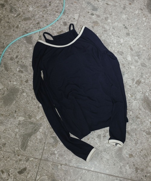 HANNE（アン）の「コントラストトリムロングスリーブTEE（Tシャツ/カットソー・レディース・アイボリー/ネイビー・FREE）」の10枚目の写真