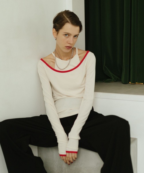 HANNE（アン）の「コントラストトリムロングスリーブTEE（Tシャツ/カットソー・レディース・アイボリー/ネイビー・FREE）」の16枚目の写真