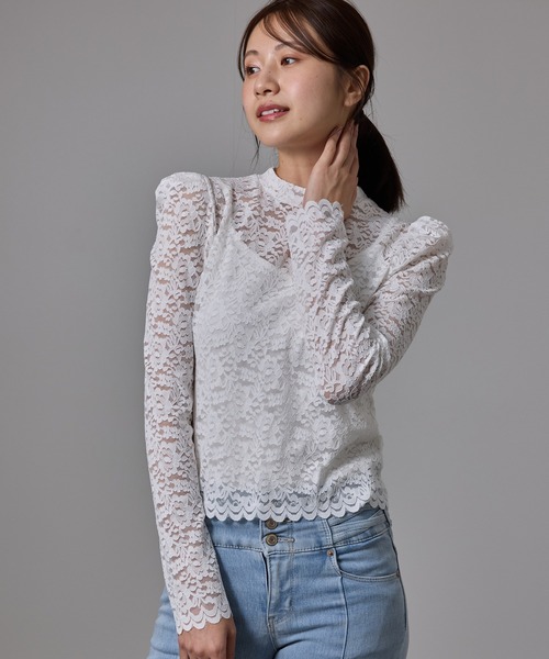 Jayro(ジャイロ)の「袖レースプルオーバー(Tシャツ/カットソー・レディース・ホワイト系その他/ホワイト/ブラック・FREE)」の4枚目の写真