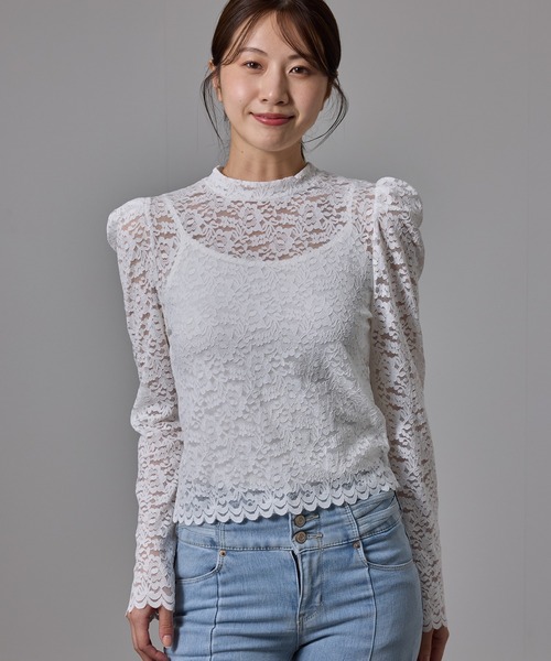 Jayro(ジャイロ)の「袖レースプルオーバー(Tシャツ/カットソー・レディース・ホワイト系その他/ホワイト/ブラック・FREE)」の5枚目の写真