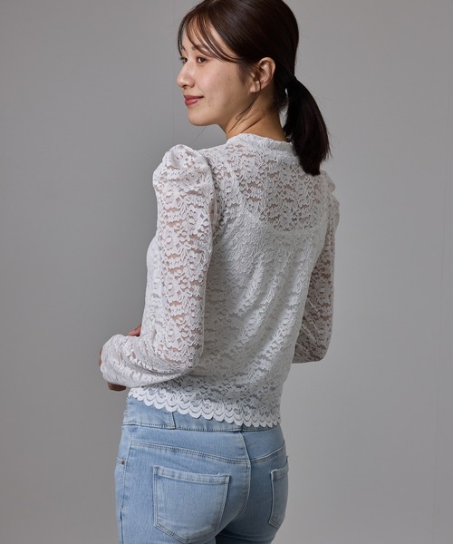 Jayro(ジャイロ)の「袖レースプルオーバー(Tシャツ/カットソー・レディース・ホワイト系その他/ホワイト/ブラック・FREE)」の6枚目の写真