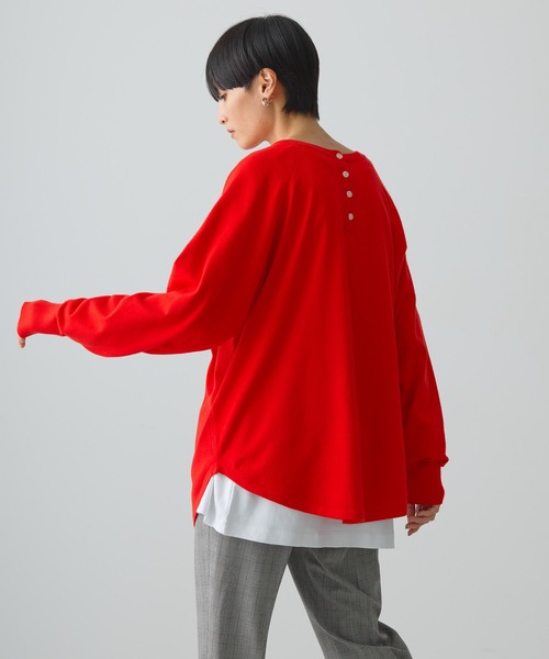 AMERICAN HOLIC(アメリカンホリック)の「2WAYバイパチヘンリーネックニットプルオーバー(ニット/セーター・レディース・レッド/杢グレー/ブラック・M/L)」の3枚目の写真