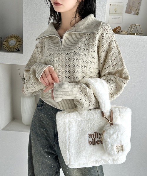 セール】【mily bilet】ふわふわのファーで魅了する。ミニポーチ付き