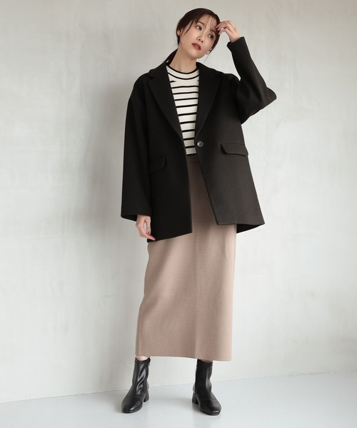 GLOBAL WORK(グローバルワーク)の「軽やかストレッチミドルジャケット/115512(テーラードジャケット・レディース・ライトグリーン/ブラウン系8/スミクロ/ライトベージュ・MEDIUM/LARGE)」の14枚目の写真