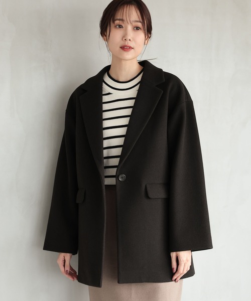 GLOBAL WORK(グローバルワーク)の「軽やかストレッチミドルジャケット/115512(テーラードジャケット・レディース・ライトグリーン/ブラウン系8/スミクロ/ライトベージュ・MEDIUM/LARGE)」の16枚目の写真