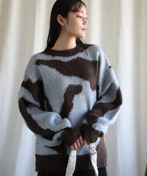 セール】ゆったりアクリルモヘア起毛セーター（ニット/セーター