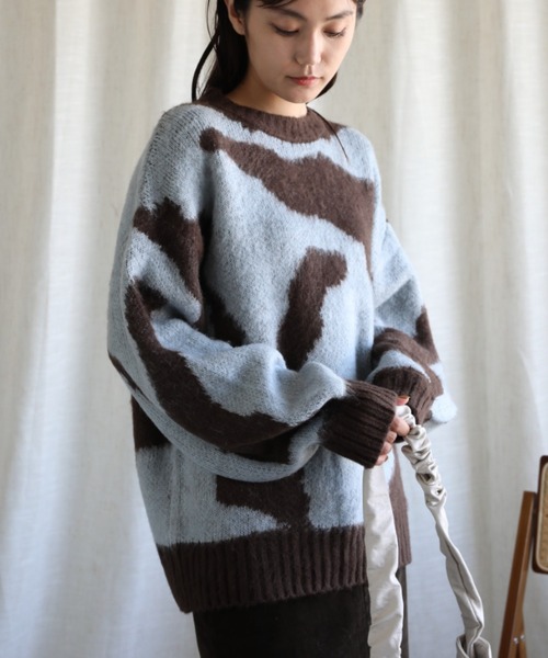 セール】ゆったりアクリルモヘア起毛セーター（ニット/セーター