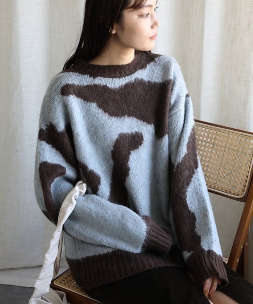 セール】ゆったりアクリルモヘア起毛セーター（ニット/セーター