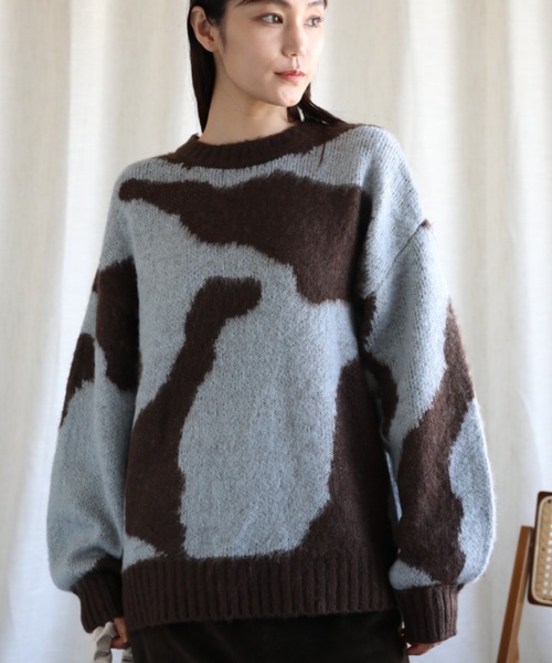 セール】ゆったりアクリルモヘア起毛セーター（ニット/セーター