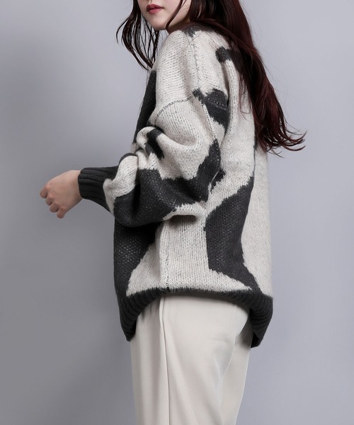 セール】ゆったりアクリルモヘア起毛セーター（ニット/セーター