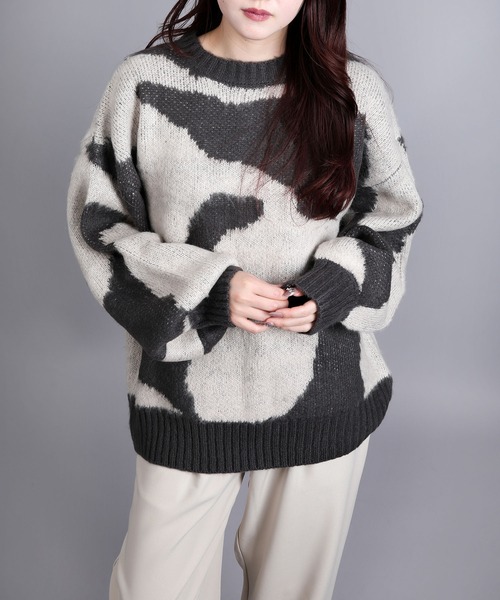 ゆったりアクリルモヘア起毛セーター（ニット/セーター）｜aimoha