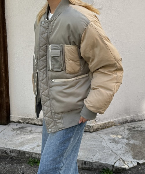 CANAL JEAN（キャナルジーン）の「choice_cnl　リバーシブル配色ブルゾン（ブルゾン・レディース・カーキ・1/2）」の2枚目の写真