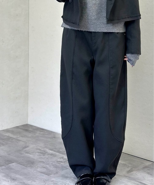 Per sist ence(パーシエンス)の「ウールライクパイピングカーブパンツ(その他パンツ・レディース・チャコールグレー/ブラック/ブラウン・FREE)」の2枚目の写真