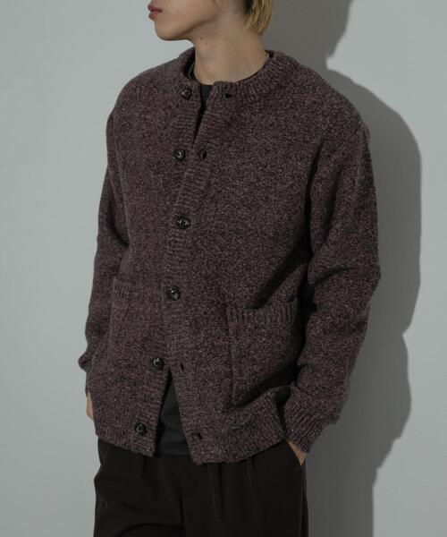 SENSE OF PLACE by URBAN RESEARCH（センスオブプレイスバイアーバンリサーチ）の「『洗濯可』ミックスメランジクルーネックカーディガン（カーディガン/ボレロ・メンズ・パープル/グリーン/ブラック・LARGE/MEDIUM）」の4枚目の写真