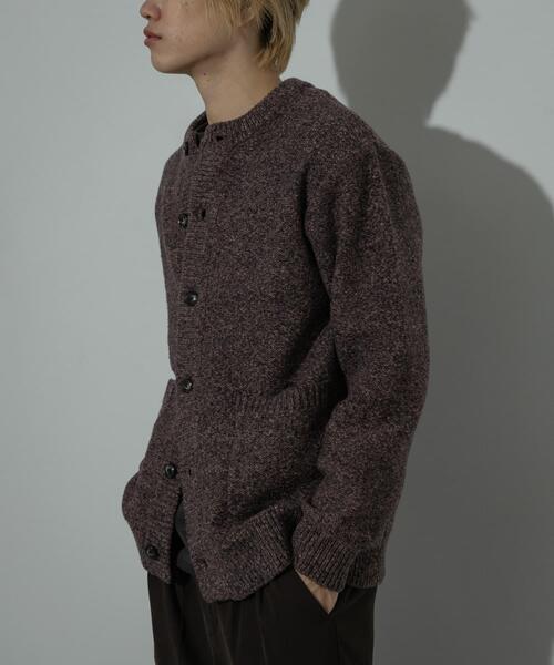 SENSE OF PLACE by URBAN RESEARCH（センスオブプレイスバイアーバンリサーチ）の「『洗濯可』ミックスメランジクルーネックカーディガン（カーディガン/ボレロ・メンズ・パープル/グリーン/ブラック・LARGE/MEDIUM）」の5枚目の写真