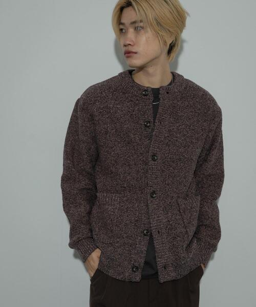 SENSE OF PLACE by URBAN RESEARCH（センスオブプレイスバイアーバンリサーチ）の「『洗濯可』ミックスメランジクルーネックカーディガン（カーディガン/ボレロ・メンズ・パープル/グリーン/ブラック・LARGE/MEDIUM）」の6枚目の写真